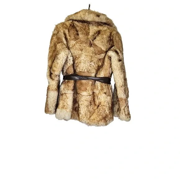 Vintage 70s L Shearling Coat Fuzzy Apres Ski Boho Western Fur Belted Warm Winter